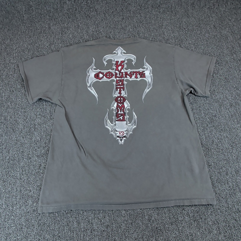 Counts Kustoms T Shirt XL Gray Graphic Gothic Cross Skull Las Vegas Distressed
